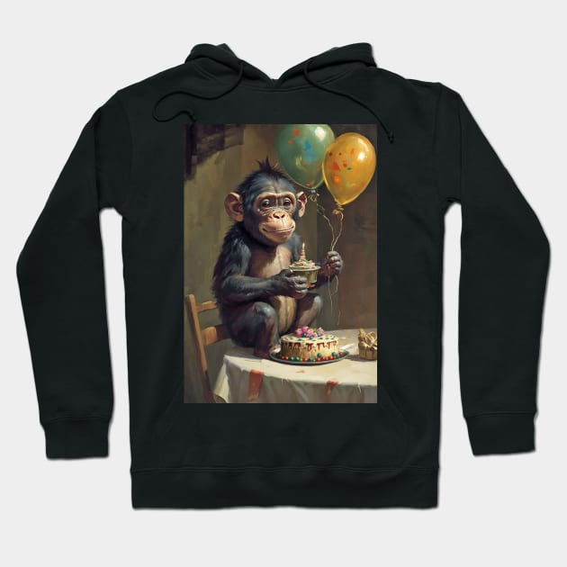 Chimpanzee Birthday Card Hoodie by candiscamera